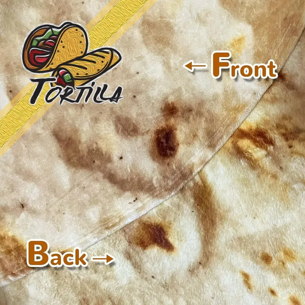 Tortilla Blanket, Giant Double Sided, Throw Blanket, 300 GSM Soft Flannel 60 in